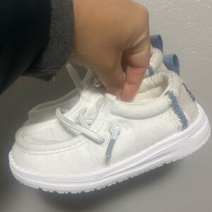 Hey Dude White and Light Blue Baby Shoes